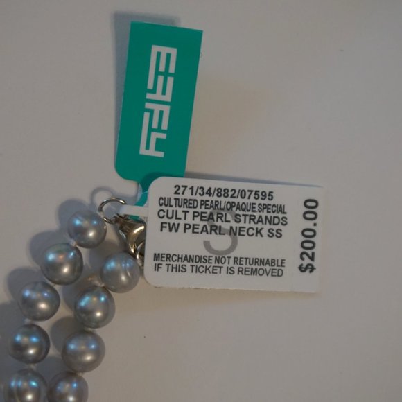 NWT EFFY Gray Freshwater Pearl Necklace Silver clasp - Picture 3 of 8